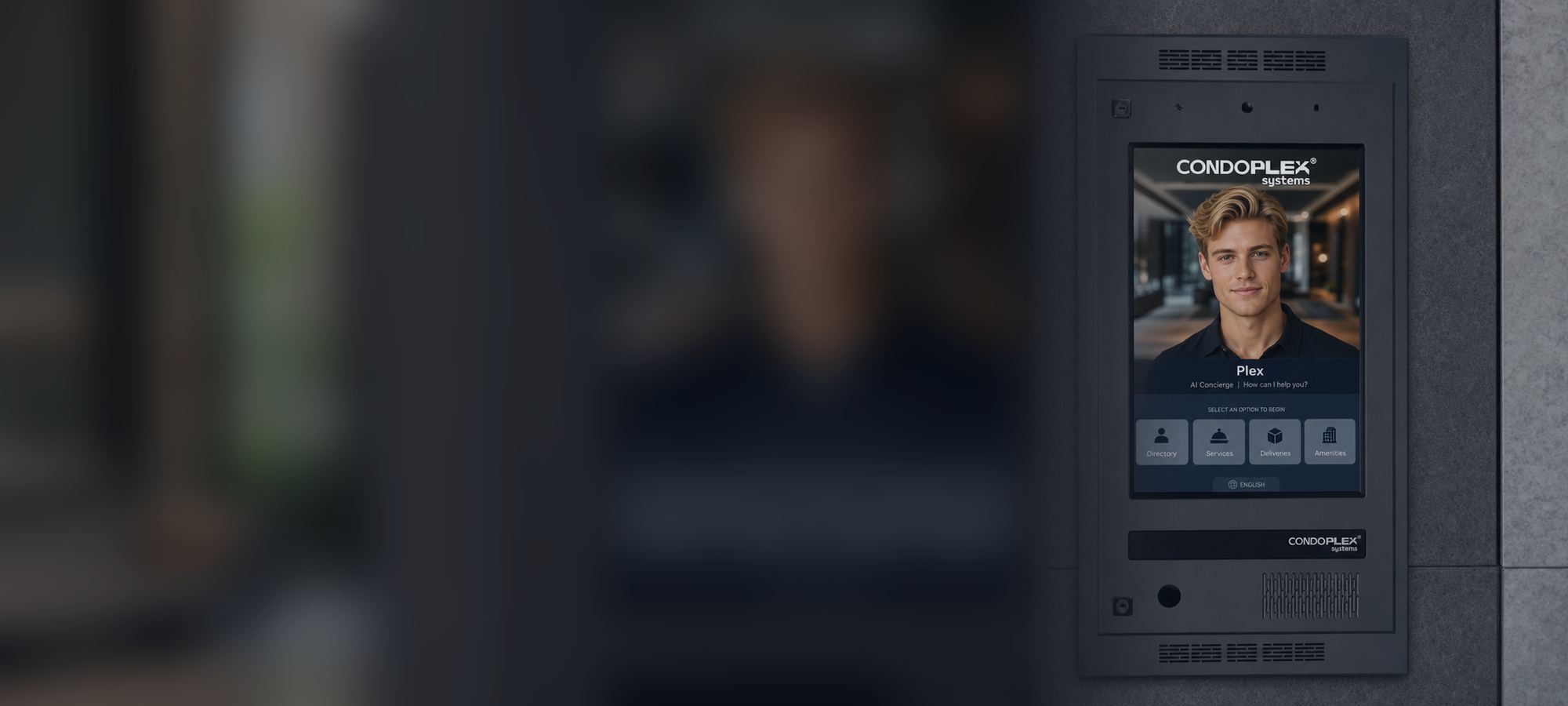Condoplex entry panel showing the Plex AI concierge screen